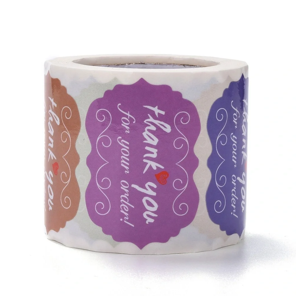 500 Thank You Colorful Stickers Roll #14